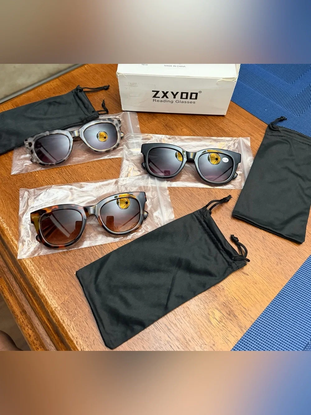 ZXYOO Bifocal Sunglasses for Women +1.25 Set of 3